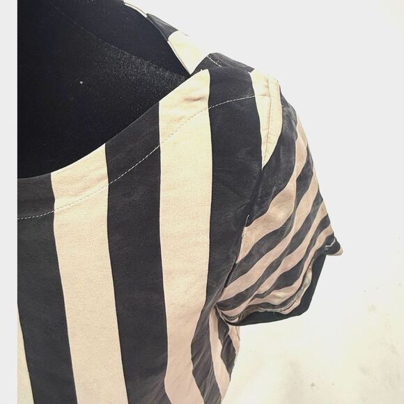 BCBGMAXAZRIA black & white vertical stripe mini shift dress - Picture 4 of 6